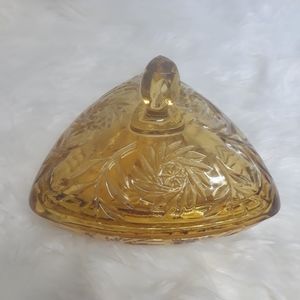 Vintage amber glass candy dish